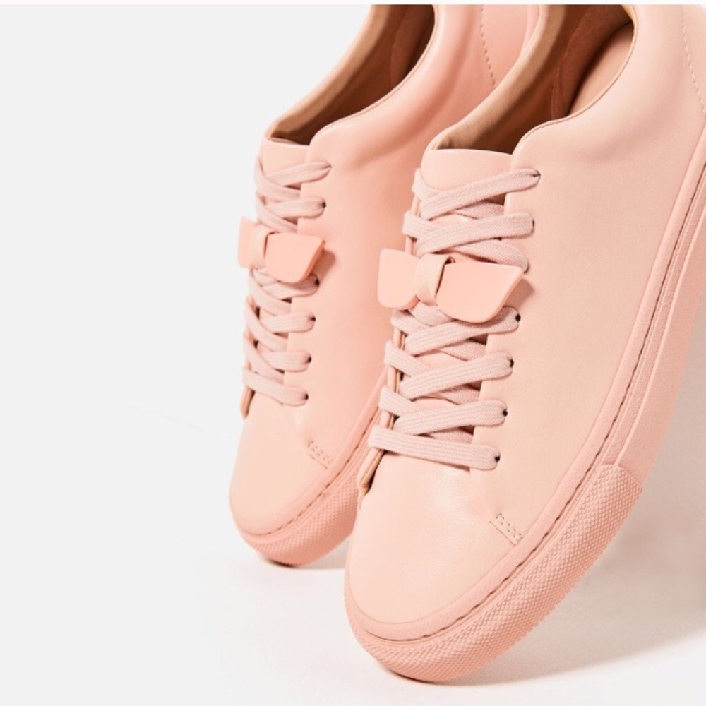 Pink Zara Trafaluc Low Top LaceUp Leather Sneaker